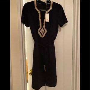 Tory Burch Liliana navy embroidered dress, size M